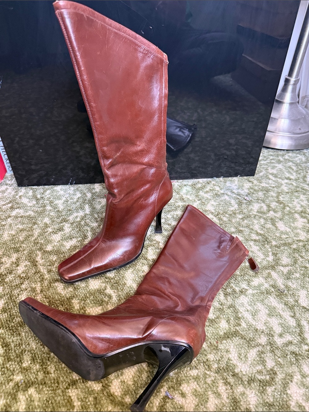 Vintage Aldo Leather Knee-High Boots in Chestnut Brown